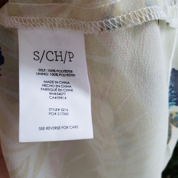 CAbi Parlor Top Floral Tropical Slit Back Blouse S - Picture 5 of 7